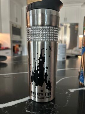 Twenty Five Disney Silver Stainless Travel Tumbler with Rhinestone Detail